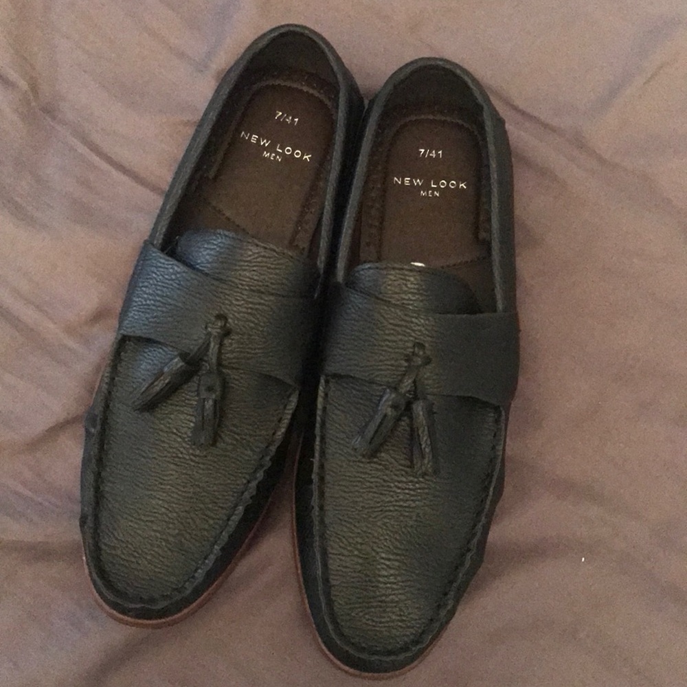Black leather loafers NEW LOOK